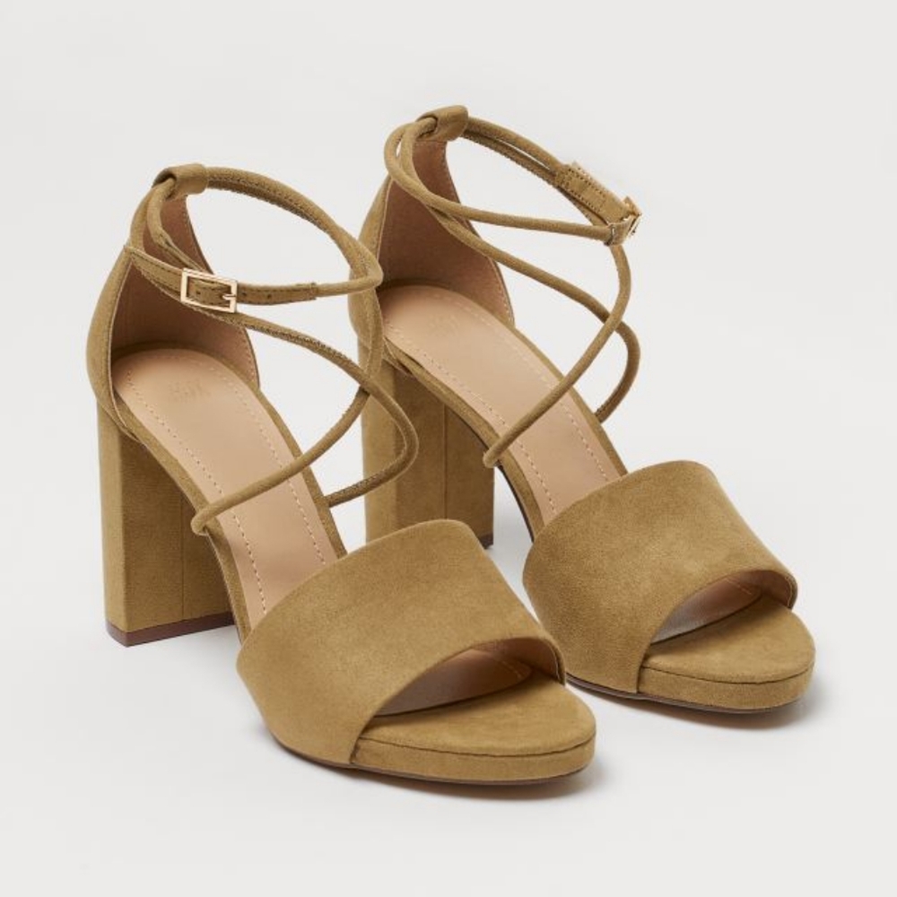 H&M Ankle Wrap Chunky Heel‎ Sandals